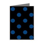 Polka Dots - Dark Cerulean on Black Mini Greeting Card
