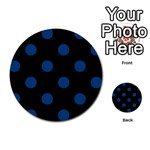 Polka Dots - Dark Cerulean on Black Multi-purpose Cards (Round)