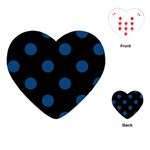 Polka Dots - Dark Cerulean on Black Playing Cards (Heart)
