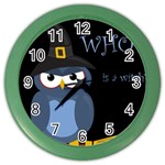 Halloween witch - blue owl Color Wall Clocks