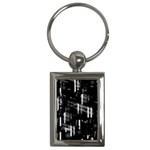 Black and white neon city Key Chains (Rectangle) 