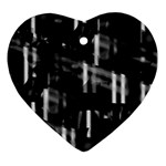 Black and white neon city Heart Ornament (2 Sides)