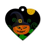 Halloween witch pumpkin Dog Tag Heart (One Side)