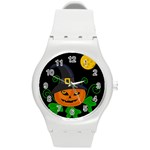 Halloween witch pumpkin Round Plastic Sport Watch (M)