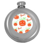 Halloween pumpkins pattern Round Hip Flask (5 oz)