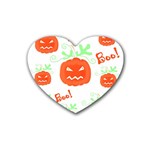 Halloween pumpkins pattern Rubber Coaster (Heart) 