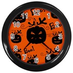 Halloween black pumpkins pattern Wall Clocks (Black)
