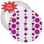 Vertical Stripes Floral Pattern Collage 3  Buttons (100 pack) 