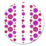 Vertical Stripes Floral Pattern Collage Magnet 5  (Round)