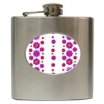 Vertical Stripes Floral Pattern Collage Hip Flask (6 oz)