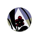 Black flower Rubber Coaster (Round) 