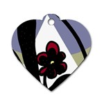 Black flower Dog Tag Heart (One Side)