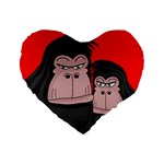 Gorillas Standard 16  Premium Flano Heart Shape Cushions