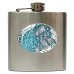 Mother Mary And Infant Jesus Christ  Blue Portrait Old Vintage Drawing Hip Flask (6 oz)