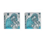 Mother Mary And Infant Jesus Christ  Blue Portrait Old Vintage Drawing Cufflinks (Square)