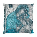 Mother Mary And Infant Jesus Christ  Blue Portrait Old Vintage Drawing Standard Cushion Case (One Side)