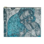 Mother Mary And Infant Jesus Christ  Blue Portrait Old Vintage Drawing Cosmetic Bag (XL)
