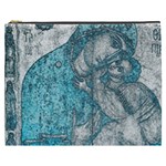 Mother Mary And Infant Jesus Christ  Blue Portrait Old Vintage Drawing Cosmetic Bag (XXXL) 
