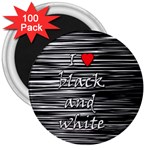 I love black and white 2 3  Magnets (100 pack)