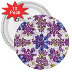 Stylized Floral Ornate Pattern 3  Buttons (10 pack) 