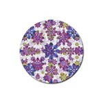 Stylized Floral Ornate Pattern Rubber Coaster (Round) 