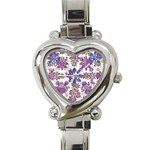 Stylized Floral Ornate Pattern Heart Italian Charm Watch