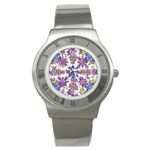 Stylized Floral Ornate Pattern Stainless Steel Watch