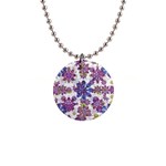 Stylized Floral Ornate Pattern Button Necklaces