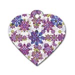 Stylized Floral Ornate Pattern Dog Tag Heart (Two Sides)