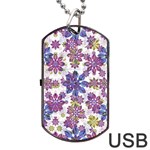 Stylized Floral Ornate Pattern Dog Tag USB Flash (Two Sides) 