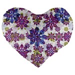 Stylized Floral Ornate Pattern Large 19  Premium Heart Shape Cushions