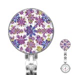 Stylized Floral Ornate Pattern Stainless Steel Nurses Watch