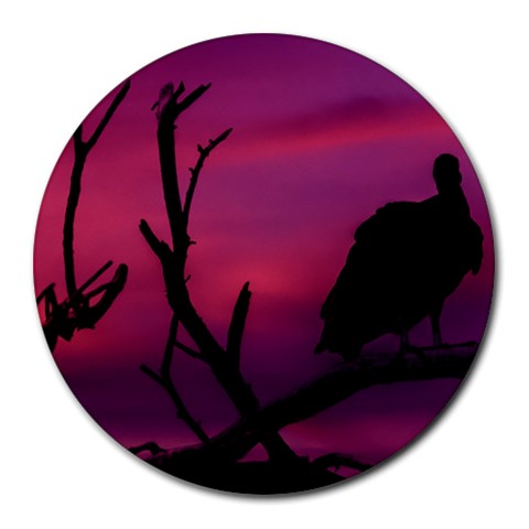 Vultures At Top Of Tree Silhouette Illustration Round Mousepads from ArtsNow.com Front