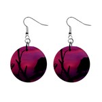 Vultures At Top Of Tree Silhouette Illustration Mini Button Earrings