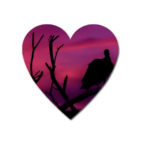 Vultures At Top Of Tree Silhouette Illustration Heart Magnet from ArtsNow.com Front