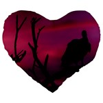Vultures At Top Of Tree Silhouette Illustration Large 19  Premium Heart Shape Cushions
