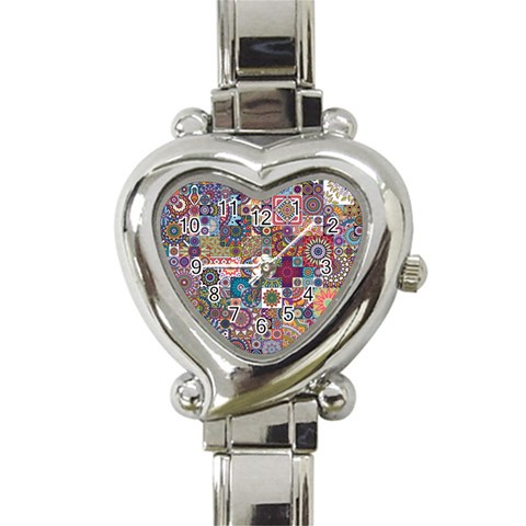 Ornamental Mosaic Background Heart Italian Charm Watch from ArtsNow.com Front
