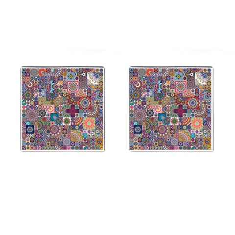 Ornamental Mosaic Background Cufflinks (Square) from ArtsNow.com Front(Pair)