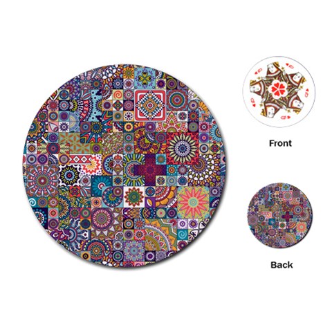 Ornamental Mosaic Background Playing Cards (Round)  from ArtsNow.com Front