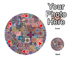 Ornamental Mosaic Background Playing Cards 54 (Round)  from ArtsNow.com Front - Heart9