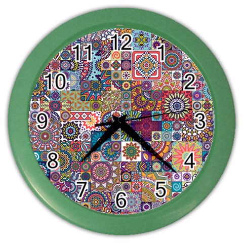 Ornamental Mosaic Background Color Wall Clocks from ArtsNow.com Front