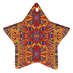 Oriental Watercolor Ornaments Kaleidoscope Mosaic Star Ornament (Two Sides)  from ArtsNow.com Front
