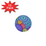 India Ornaments Mandala Balls Multicolored 1  Mini Buttons (10 pack) 