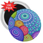 India Ornaments Mandala Balls Multicolored 3  Magnets (100 pack)