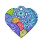 India Ornaments Mandala Balls Multicolored Dog Tag Heart (Two Sides)
