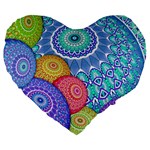 India Ornaments Mandala Balls Multicolored Large 19  Premium Flano Heart Shape Cushions