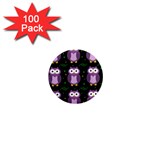 Halloween purple owls pattern 1  Mini Magnets (100 pack) 
