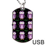 Halloween purple owls pattern Dog Tag USB Flash (One Side)