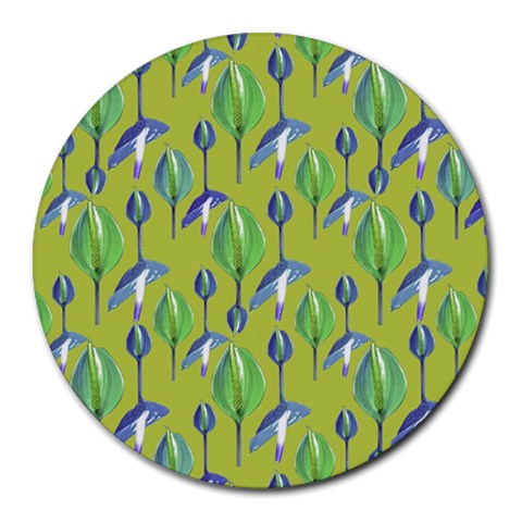 Tropical Floral Pattern Round Mousepads from ArtsNow.com Front