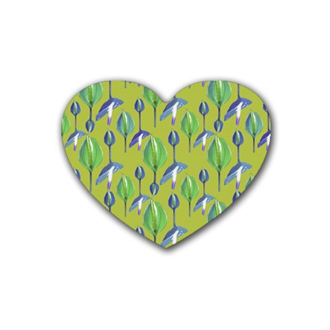Tropical Floral Pattern Rubber Coaster (Heart)  from ArtsNow.com Front